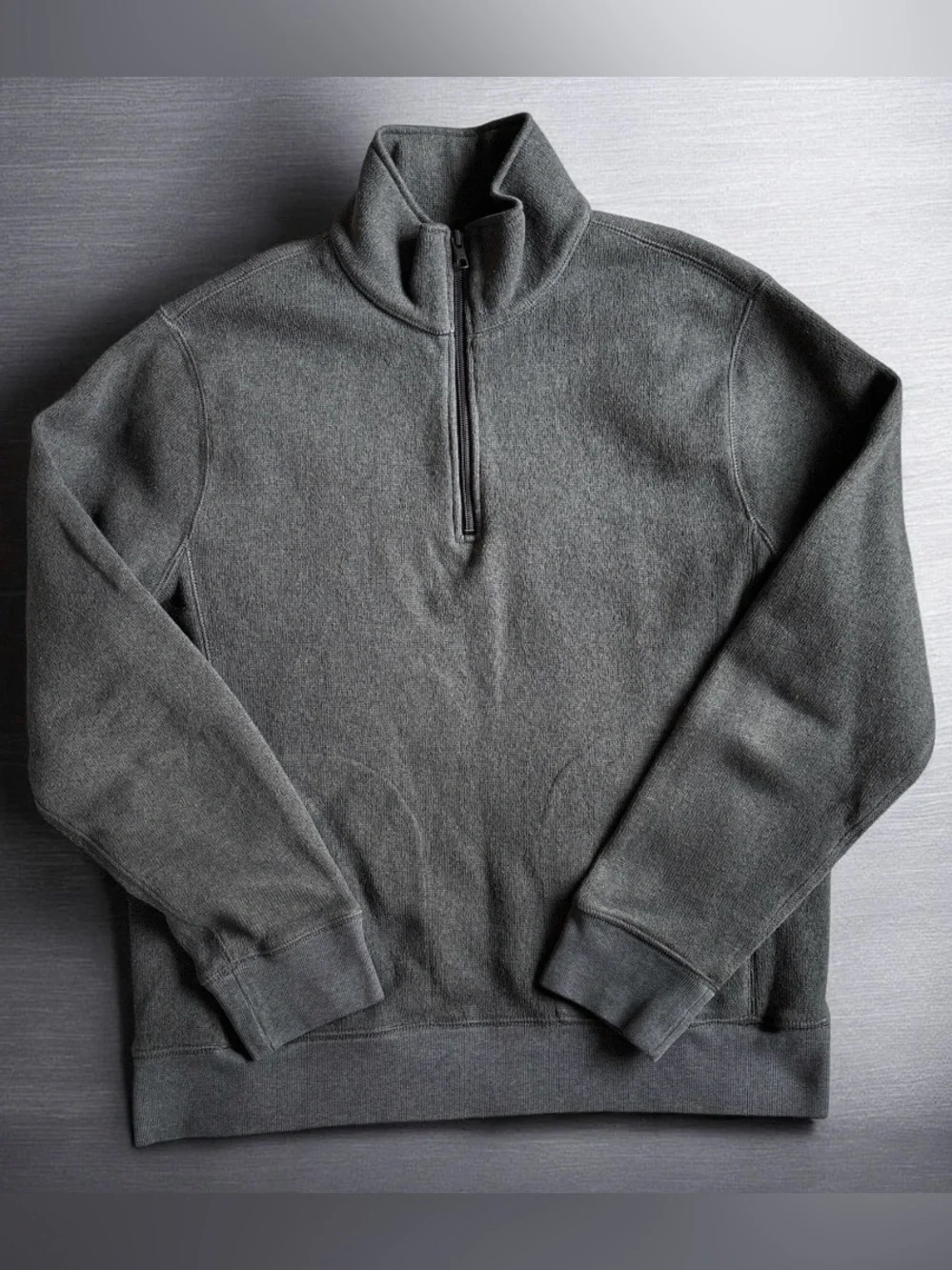 J.Crew Men’s Large Charcoal Grey Fleece Quarter Zip Pullover Sweater B0692